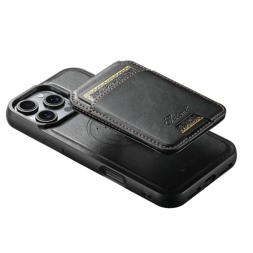 SUTENI H15 For iPhone 16 Pro Max Magnetic Case Detachable Card Holder Phone Cover - Black - 4