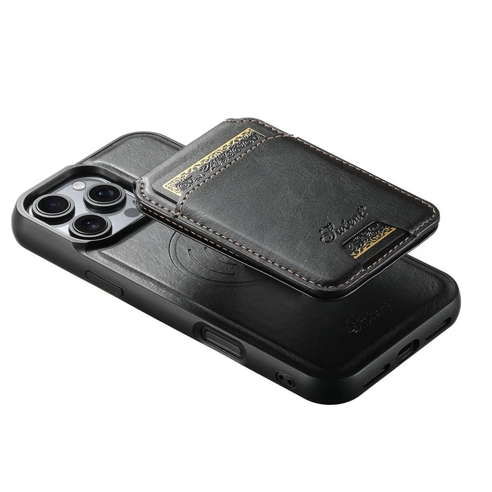 SUTENI H15 For iPhone 16 Pro Max Magnetic Case Detachable Card Holder Phone Cover - Black - 4
