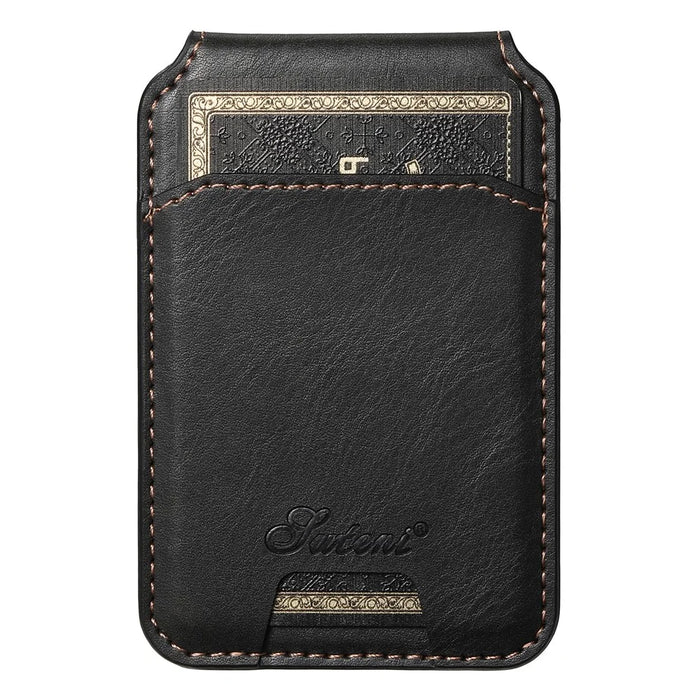 SUTENI H15 For iPhone 16 Pro Max Magnetic Case Detachable Card Holder Phone Cover - Black - 5