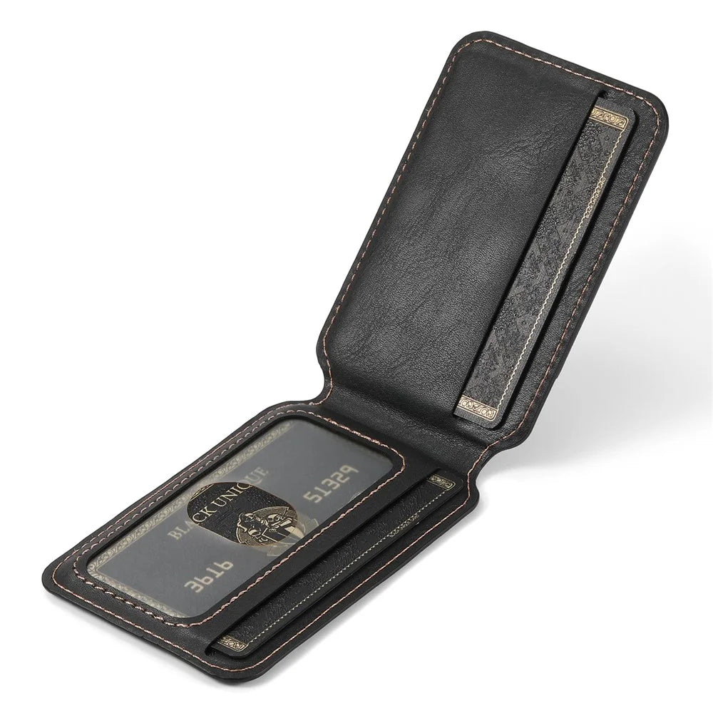 SUTENI H15 For iPhone 16 Pro Max Magnetic Case Detachable Card Holder Phone Cover - Black - 6