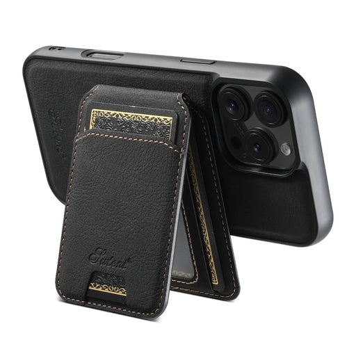 SUTENI H16 For iPhone 16 Pro Max Magnetic Case Kickstand Phone Cover Detachable Card Holder - Black - 2
