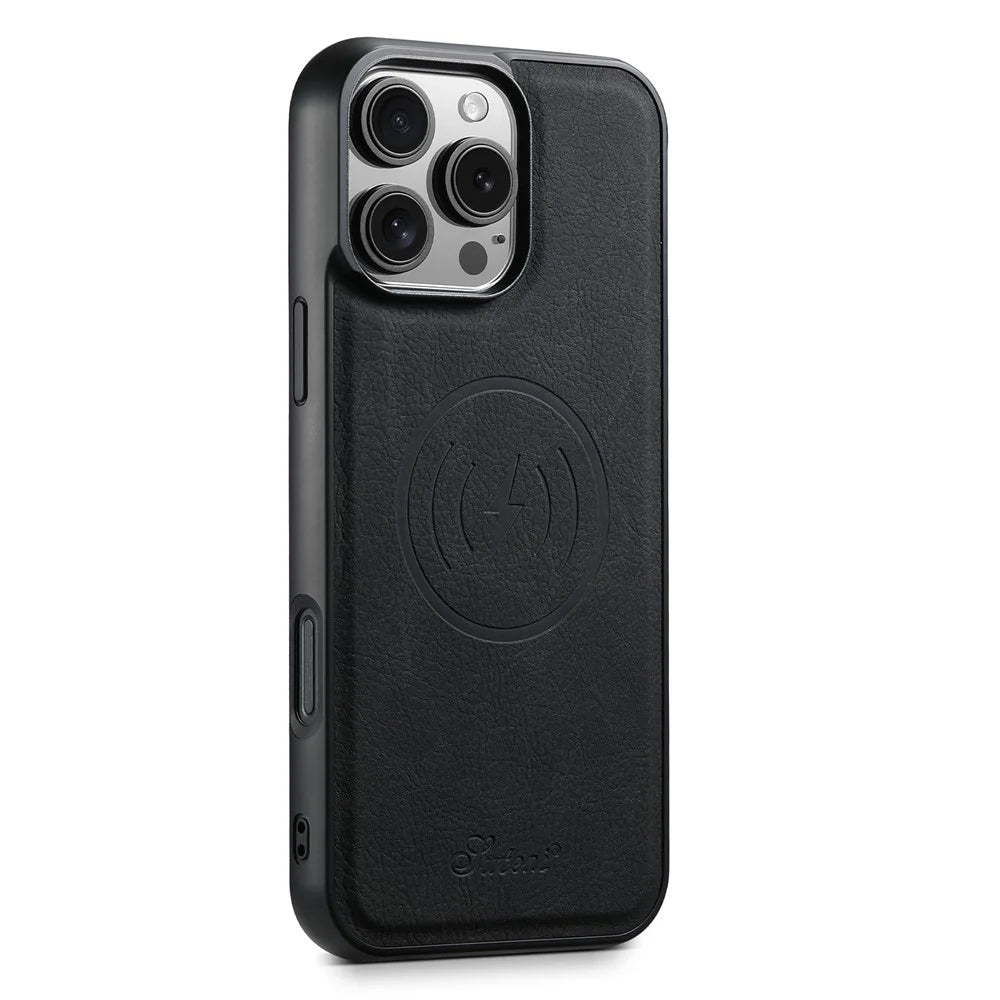 SUTENI H16 For iPhone 16 Pro Max Magnetic Case Kickstand Phone Cover Detachable Card Holder - Black - 3