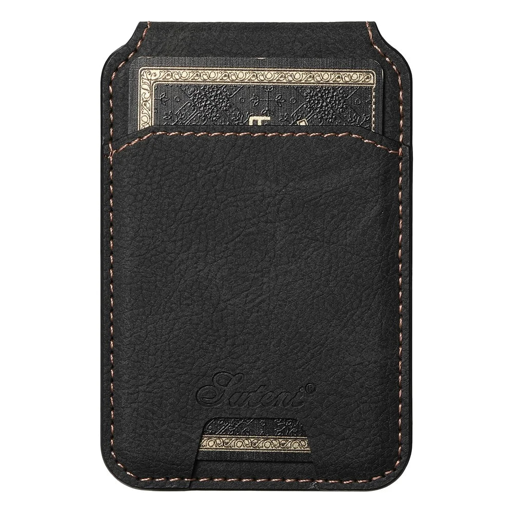 SUTENI H16 For iPhone 16 Pro Max Magnetic Case Kickstand Phone Cover Detachable Card Holder - Black - 5