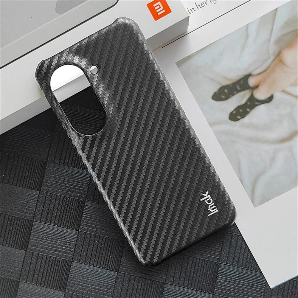 IMAK Ruiyi Series for Asus Zenfone 9 5G Carbon Fiber Texture PU Leather Coated PC Back Case Anti-scratch Anti-drop Phone Cover - 5