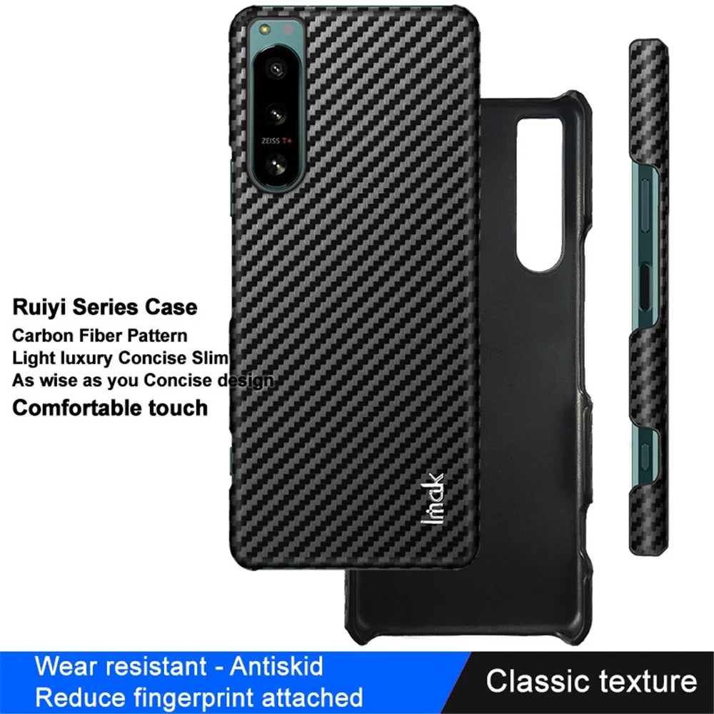 IMAK Ruiyi Series for Sony Xperia 5 IV 5G Carbon Fiber Texture PU Leather Coated PC Case Anti-scratch Anti-fingerprint Phone Cover - 3