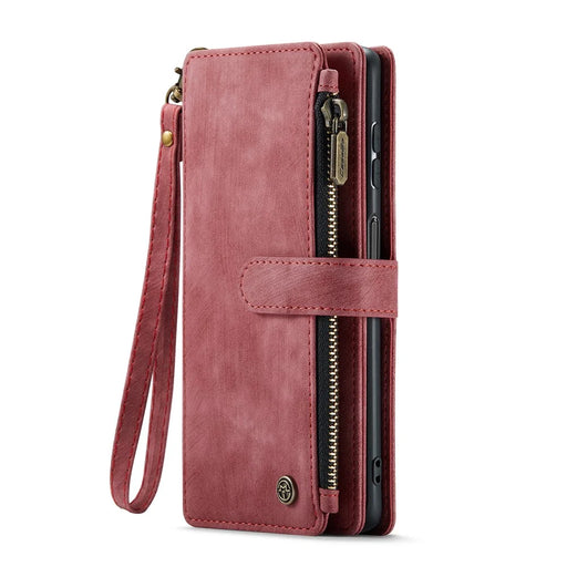 CASEME For Samsung Galaxy A16 5G / A16 4G Phone Cases with Strap  C30 Zipper Multiple Card Holder PU Leather Cover - Red - 2