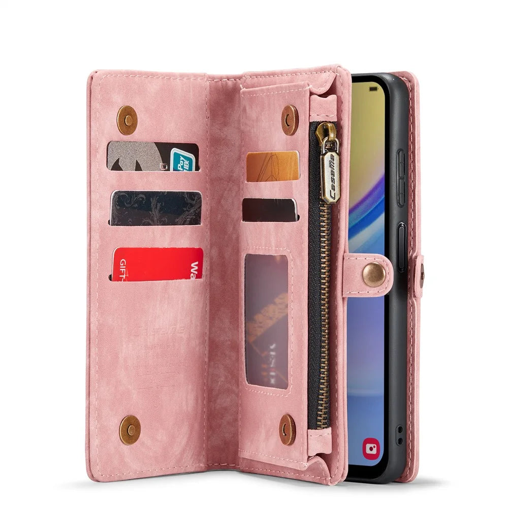 CASEME For Samsung Galaxy A16 5G / A16 4G Phone Cases  008 Leather Cover with Detachable Wallet and Strap - Pink - 3