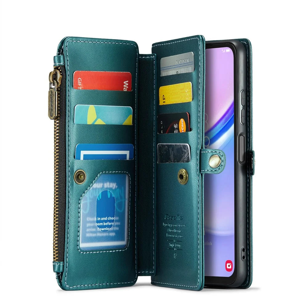 CASEME For Samsung Galaxy A16 5G / A16 4G Leather Case  C36 Zipper Multiple Card Slots Phone Cover with Straps - Green - 3