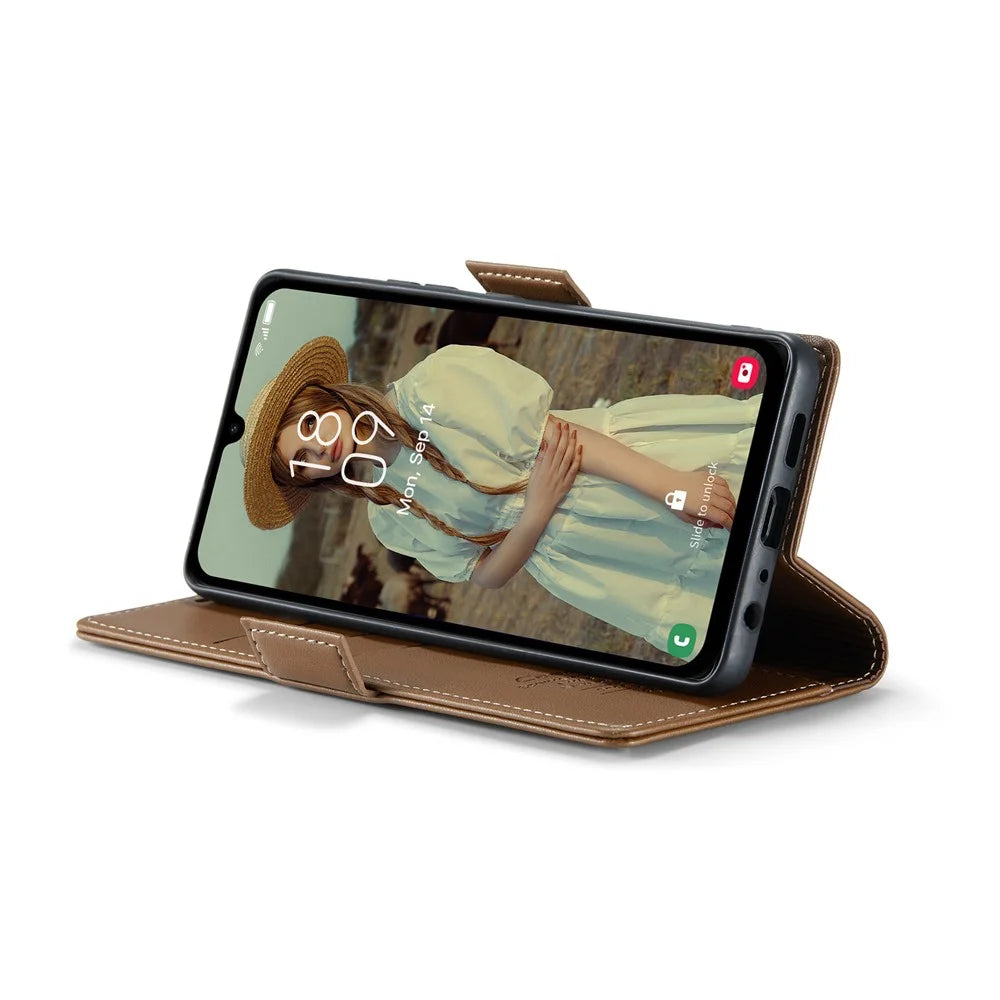 CASEME For Samsung Galaxy A16 5G / A16 4G Leather Case  023 RFID Blocking 3 Card Slot Mobile Cover - Brown - 4