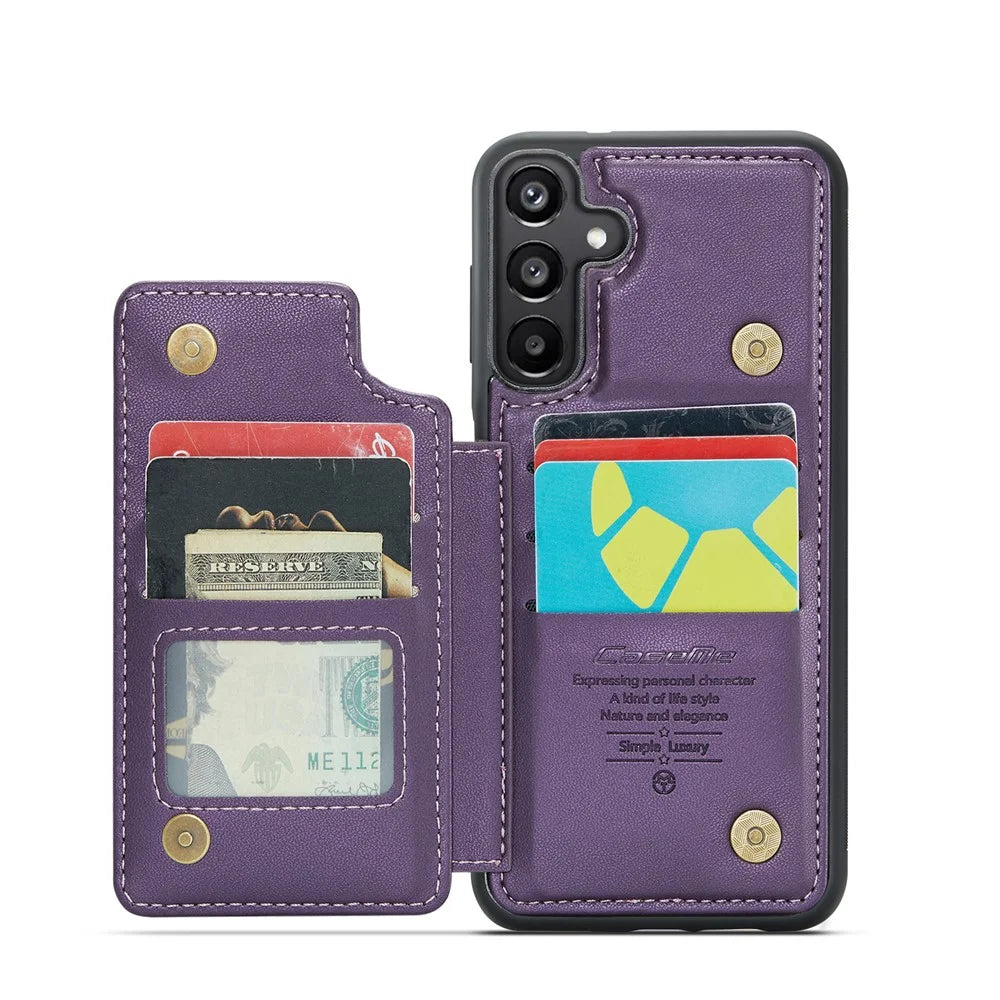 CASEME For Samsung Galaxy A16 5G / A16 4G Phone Case  C22 Leather Back Cover with RFID Blocking Card Slots - Purple - 3