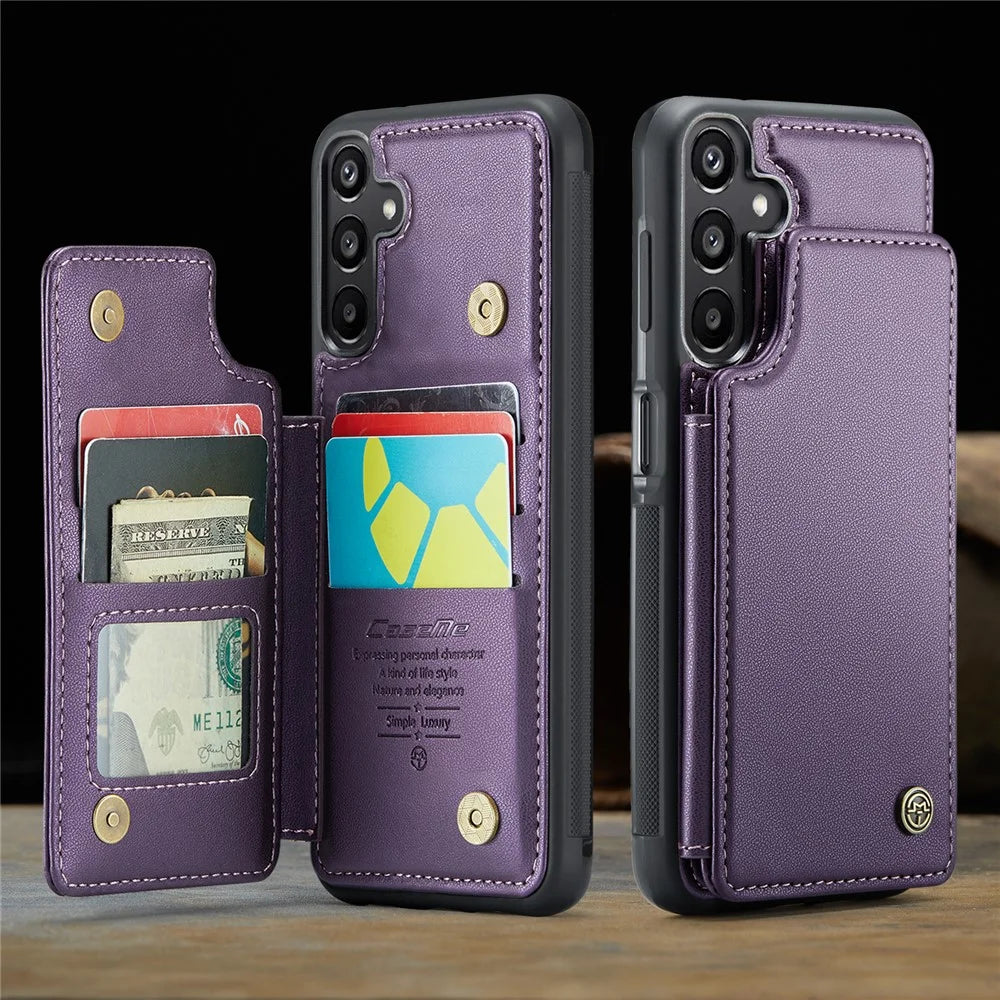 CASEME For Samsung Galaxy A16 5G / A16 4G Phone Case  C22 Leather Back Cover with RFID Blocking Card Slots - Purple - 6