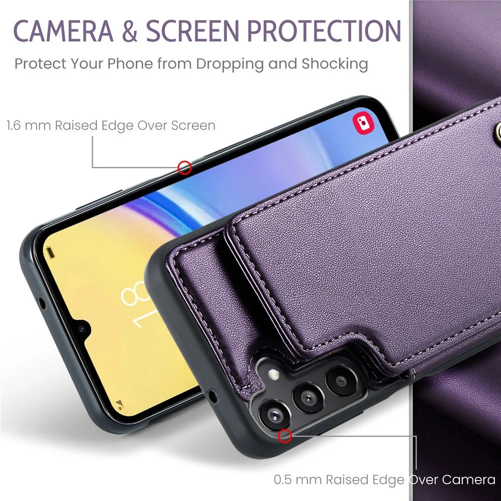 CASEME For Samsung Galaxy A16 5G / A16 4G Phone Case  C22 Leather Back Cover with RFID Blocking Card Slots - Purple - 7