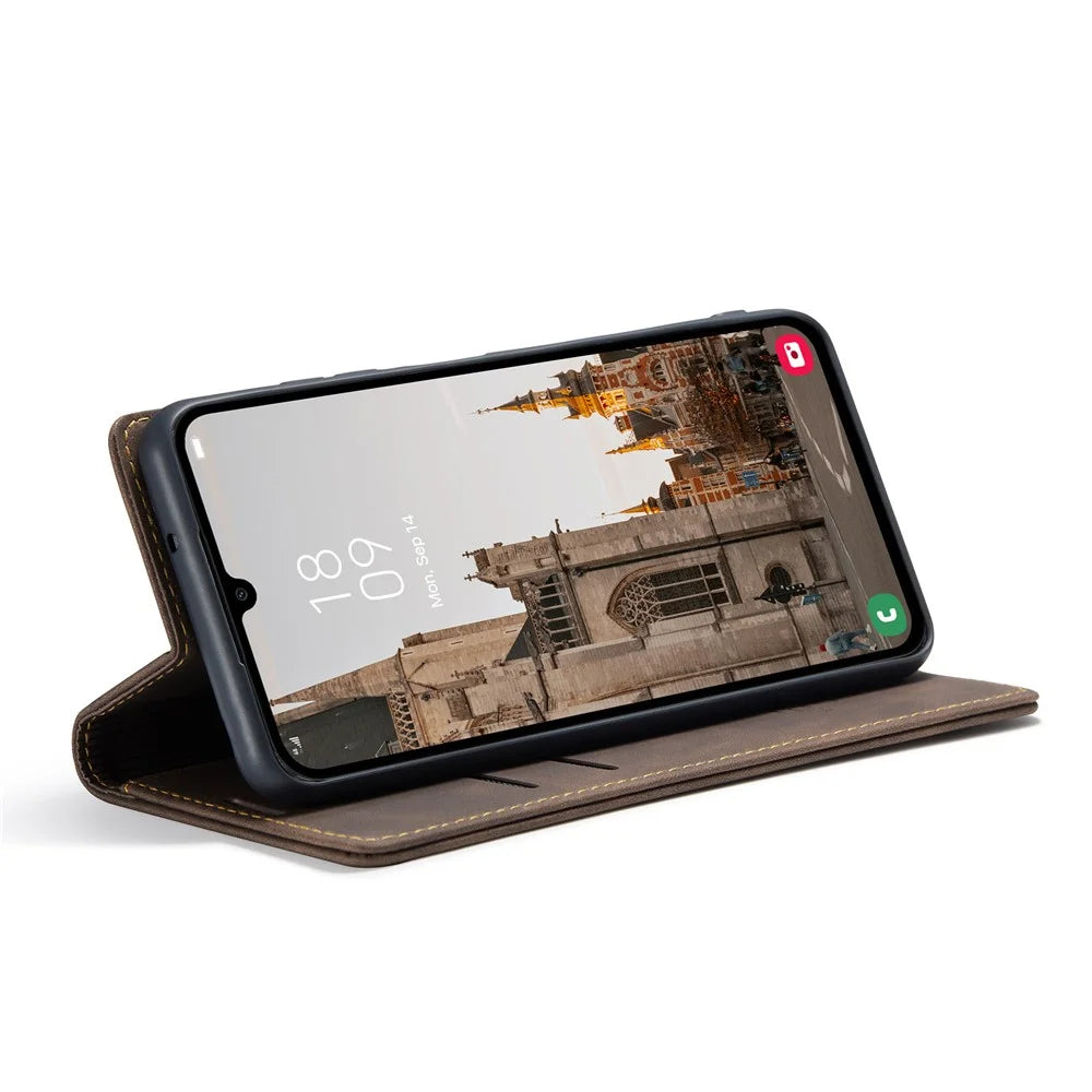 CASEME For Samsung Galaxy A16 5G / A16 4G Case  013 Series Card Holder Stand Leather Phone Cover - Coffee - 4