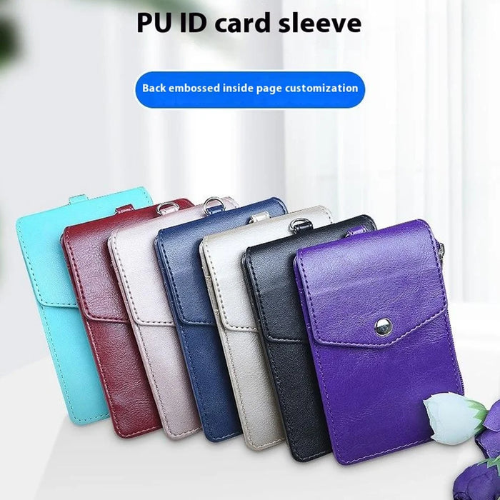 PU Wallet with Backside Badge Holder, Multi-Card Slots Anti-Demagnetization Storage Bag for Women - Black - 2
