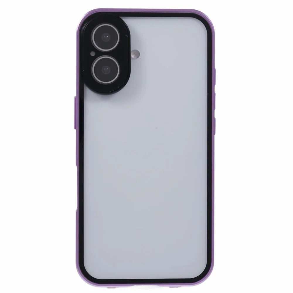 For iPhone 16 Plus Case Magnetic Adsorption Double Sides Tempered Glass+Metal Phone Cover with Buckle - Purple - 2