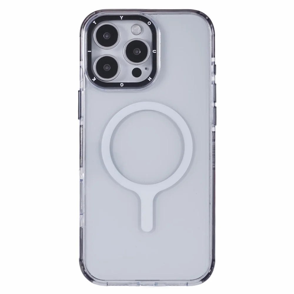 YOUNGKIT For iPhone 16 Pro Max Case Compatible with MagSafe Glossy TPU+TPE Phone Cover - Crystal Grey Shadow - 1