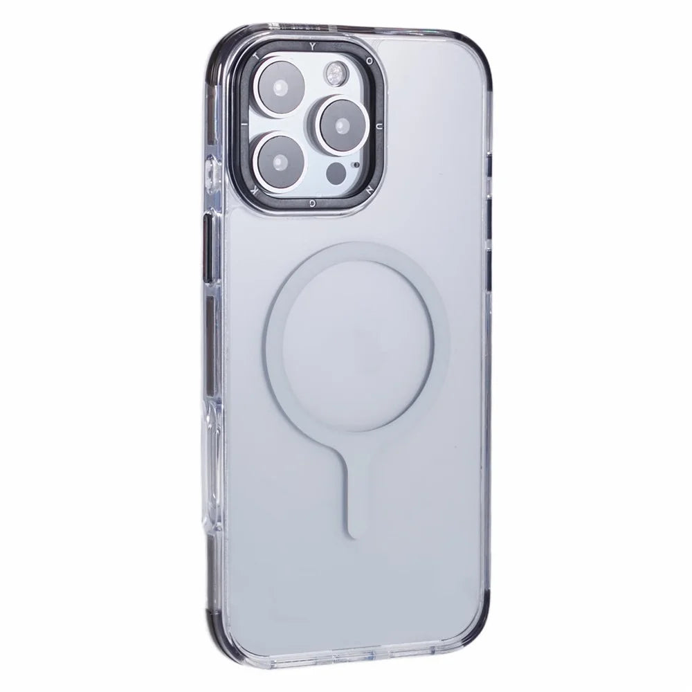 YOUNGKIT For iPhone 16 Pro Max Case Compatible with MagSafe Glossy TPU+TPE Phone Cover - Crystal Grey Shadow - 3