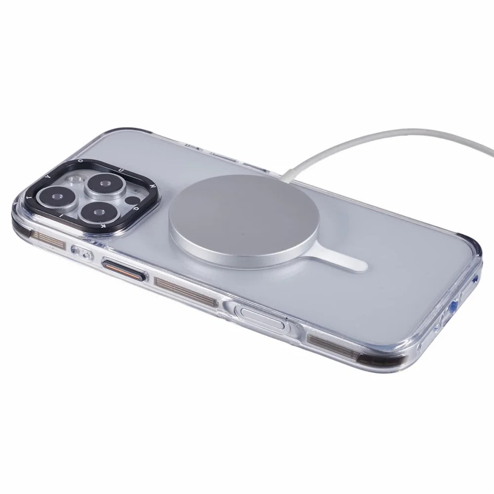 YOUNGKIT For iPhone 16 Pro Max Case Compatible with MagSafe Glossy TPU+TPE Phone Cover - Crystal Grey Shadow - 4