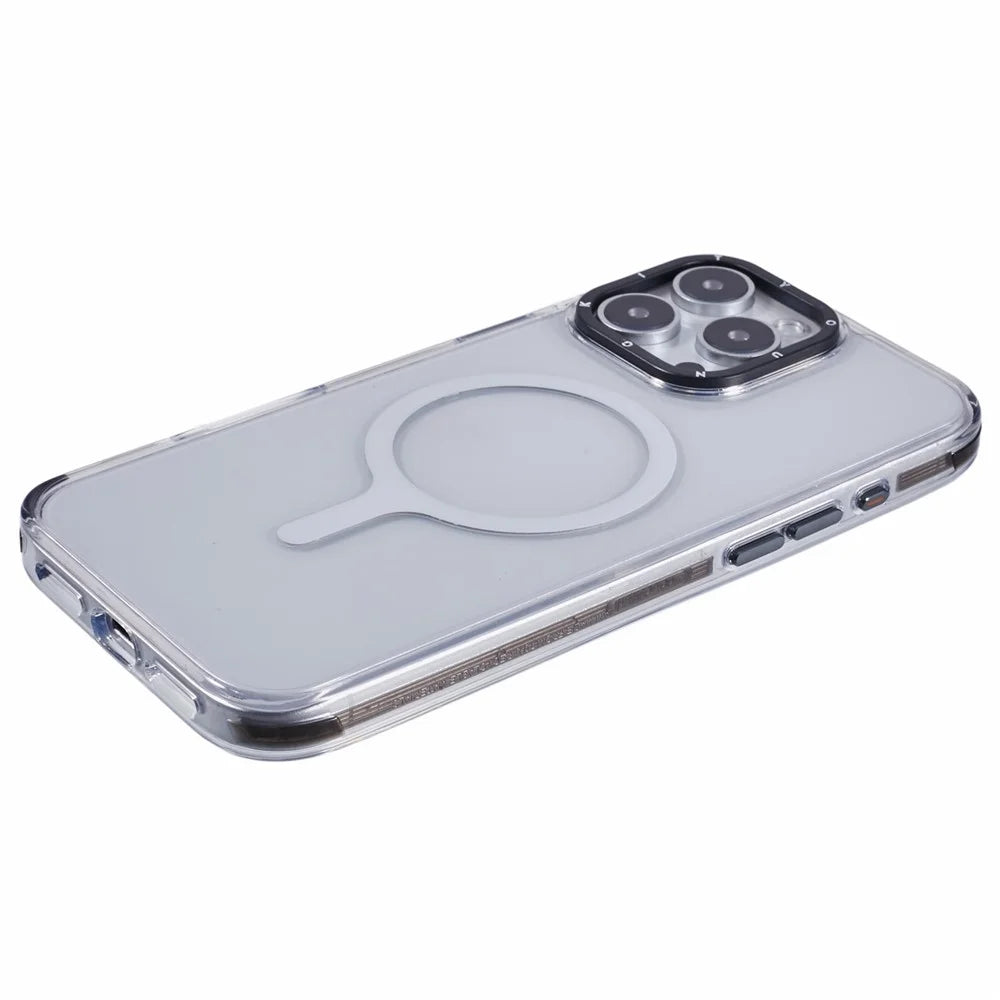 YOUNGKIT For iPhone 16 Pro Max Case Compatible with MagSafe Glossy TPU+TPE Phone Cover - Crystal Grey Shadow - 5
