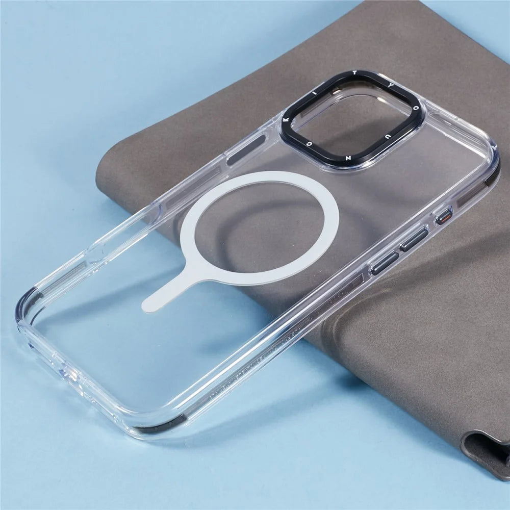 YOUNGKIT For iPhone 16 Pro Max Case Compatible with MagSafe Glossy TPU+TPE Phone Cover - Crystal Grey Shadow - 7