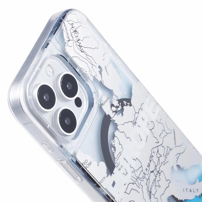 YOUNGKIT For iPhone 16 Pro Max Case Compatible with MagSafe IMD Map Pattern Quicksand PC+TPU Phone Cover - Europe - 7