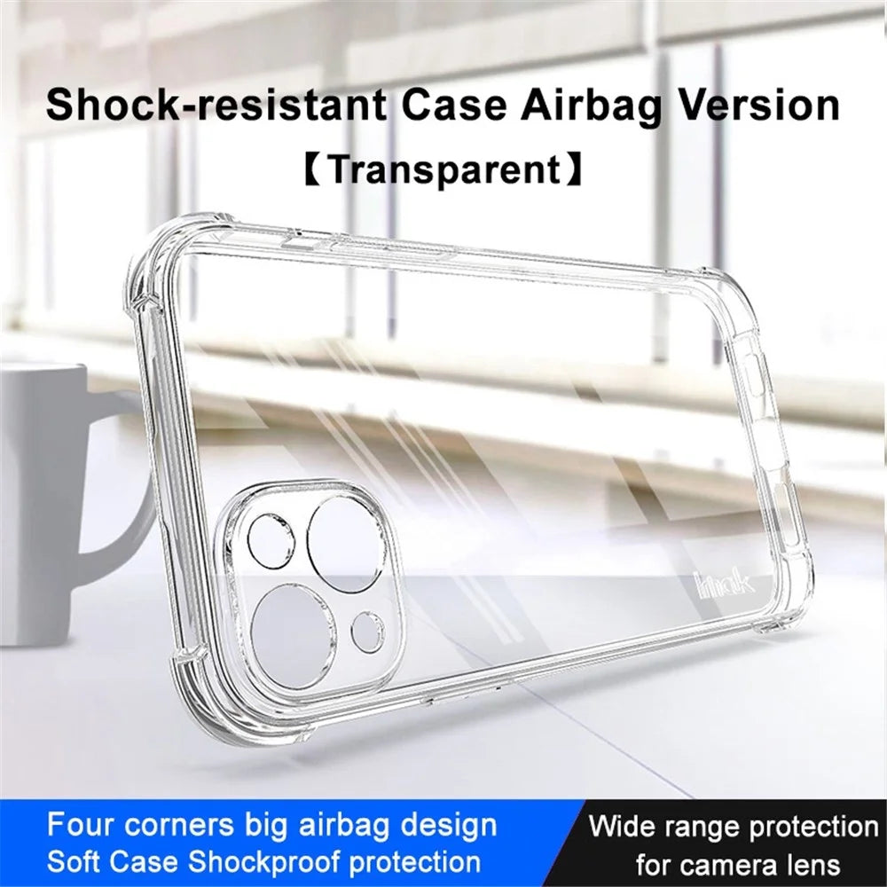 IMAK For iPhone 14 Plus Flexible TPU Clear Phone Back Cover Four Corners Airbag Anti-drop Case - Translucent - 2
