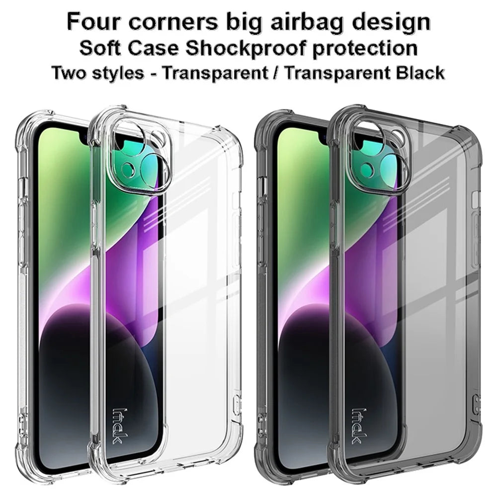 IMAK For iPhone 14 Plus Flexible TPU Clear Phone Back Cover Four Corners Airbag Anti-drop Case - Translucent - 6
