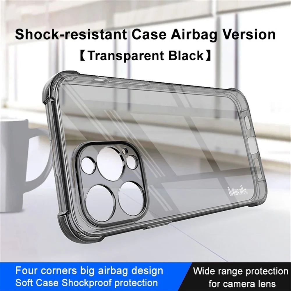IMAK For iPhone 14 Pro Airbag Reinforced Corner TPU Phone Cover Anti-collision Case - Transparent Black - 2