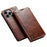 SUTENI For iPhone 16 Pro Max Case PU Leather Stand Wallet Phone Cover - Khaki - 1