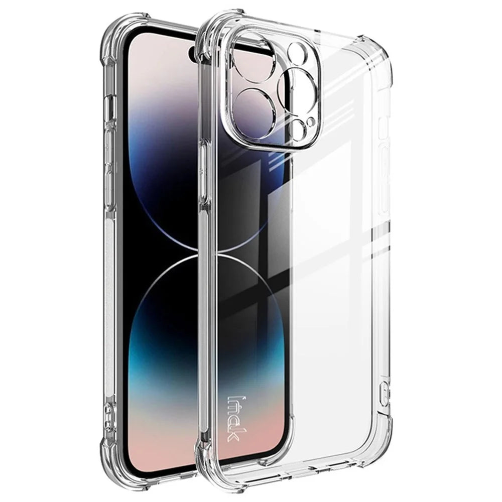 IMAK For iPhone 14 Pro Max Airbag Reinforced Corner TPU Phone Cover Back Protector Case - Transparent - 1