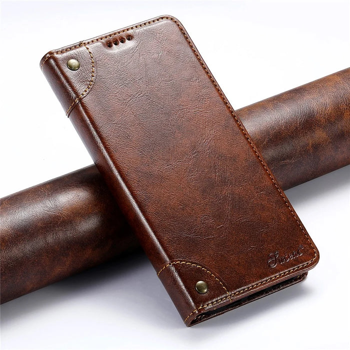 SUTENI For iPhone 16 Plus Case PU Leather Stand Wallet Phone Cover - Khaki - 5