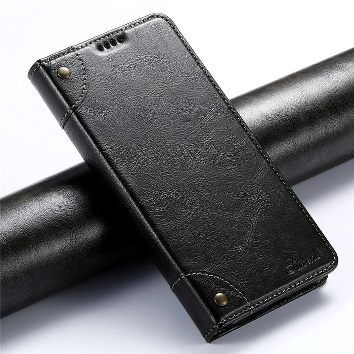 SUTENI For iPhone 16 Case PU Leather Stand Wallet Phone Cover - Black - 5