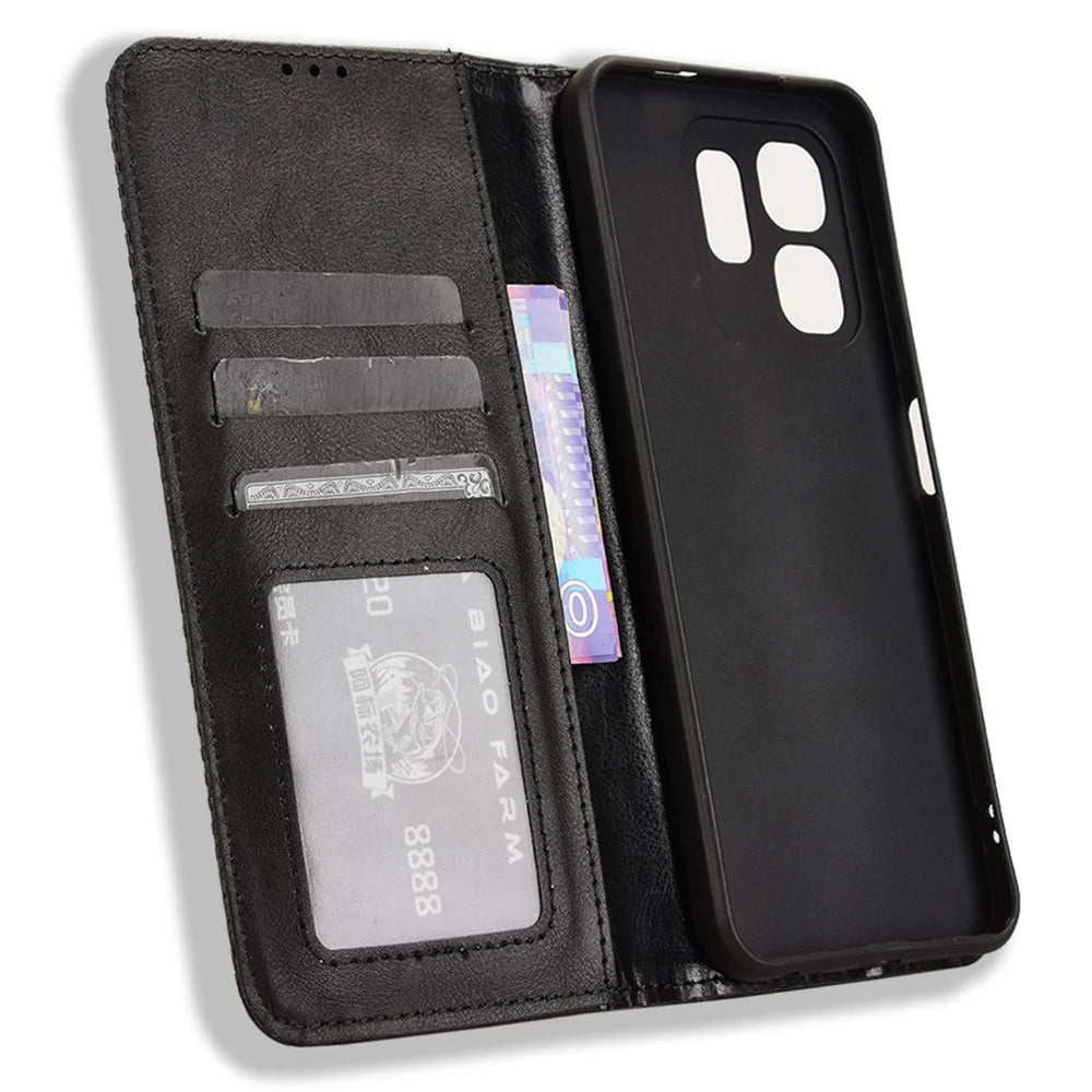 For Infinix Hot 50i 4G X6531 / Smart 9 4G X6532 Leather Case Wallet Stand Retro Texture Phone Cover - Black - 5