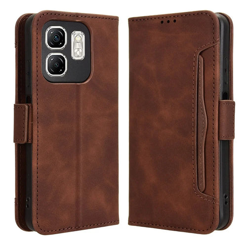 For Infinix Hot 50i 4G X6531 / Smart 9 4G X6532 Leather Case Phone Wallet Cover with Multiple Card Slots - Brown - 1