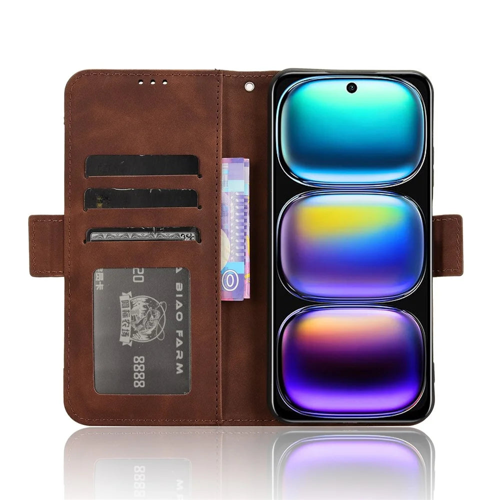 For Infinix Hot 50i 4G X6531 / Smart 9 4G X6532 Leather Case Phone Wallet Cover with Multiple Card Slots - Brown - 3