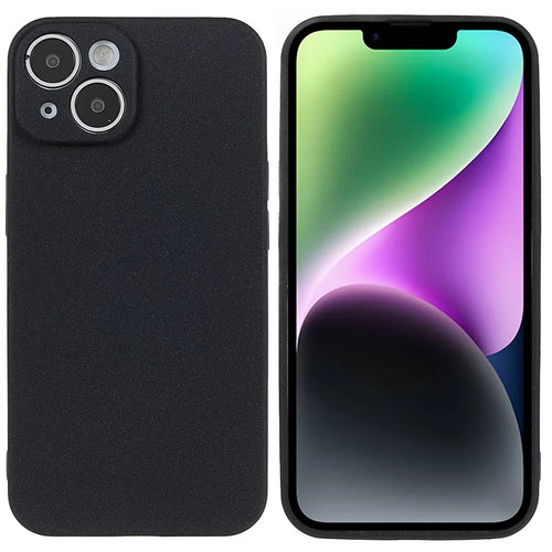 For iPhone 14 Double-Sided Matte Soft TPU Phone Cover Anti-fingerprint Anti-scratch Back Case - Black - 1