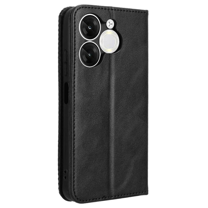 For itel A80 4G A671LC Leather Case Wallet Stand Retro Texture Phone Cover - Black - 7