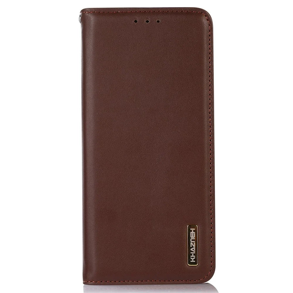 KHAZNEH For Asus Zenfone 11 Ultra 5G Case Genuine Cow Leather Wallet Phone Cover Nappa Texture - Brown - 6