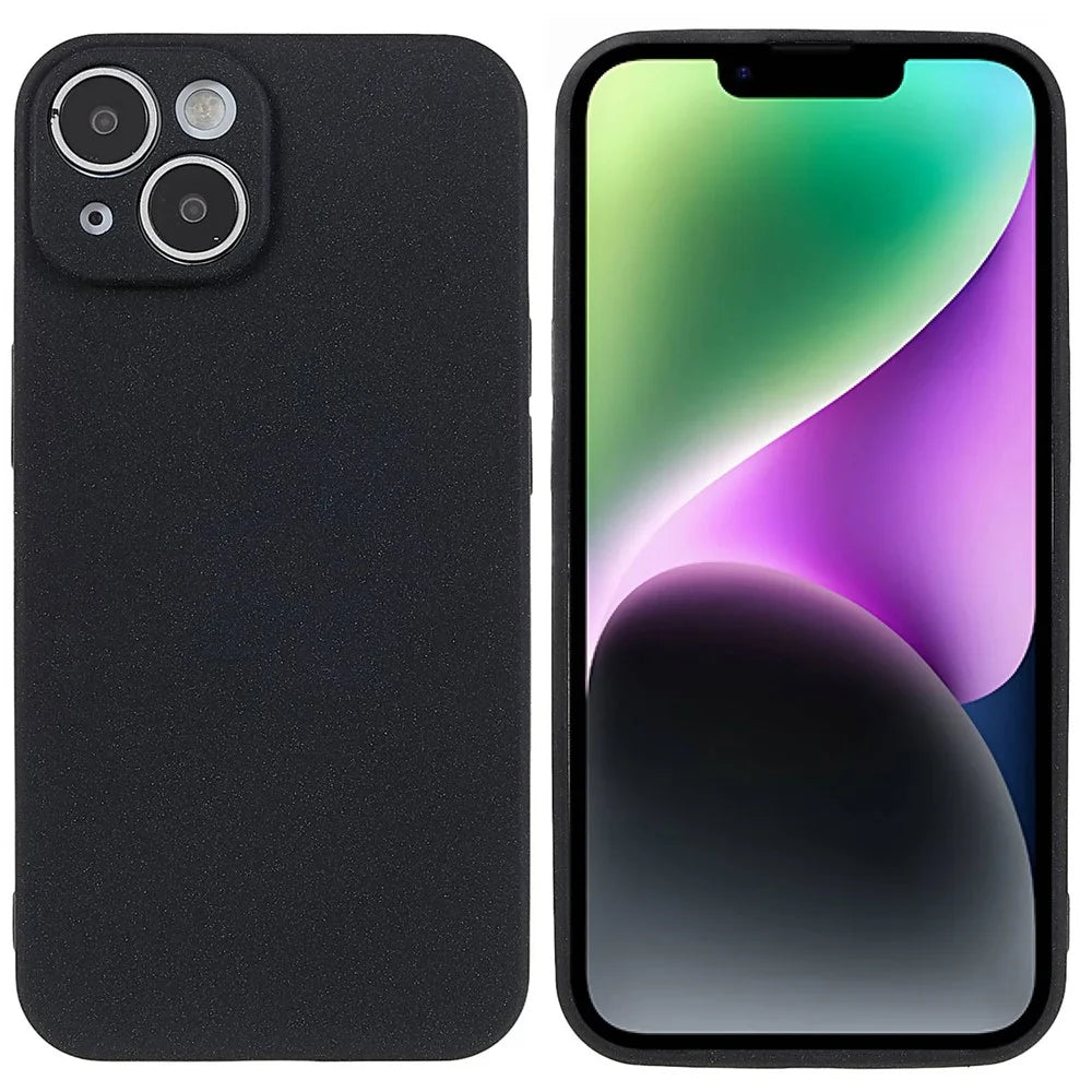 Phone Case for iPhone 14 Plus, Double-Sided Matte Soft TPU Phone Cover Anti-fingerprint Anti-scratch Back Phone Shell - Black - 1