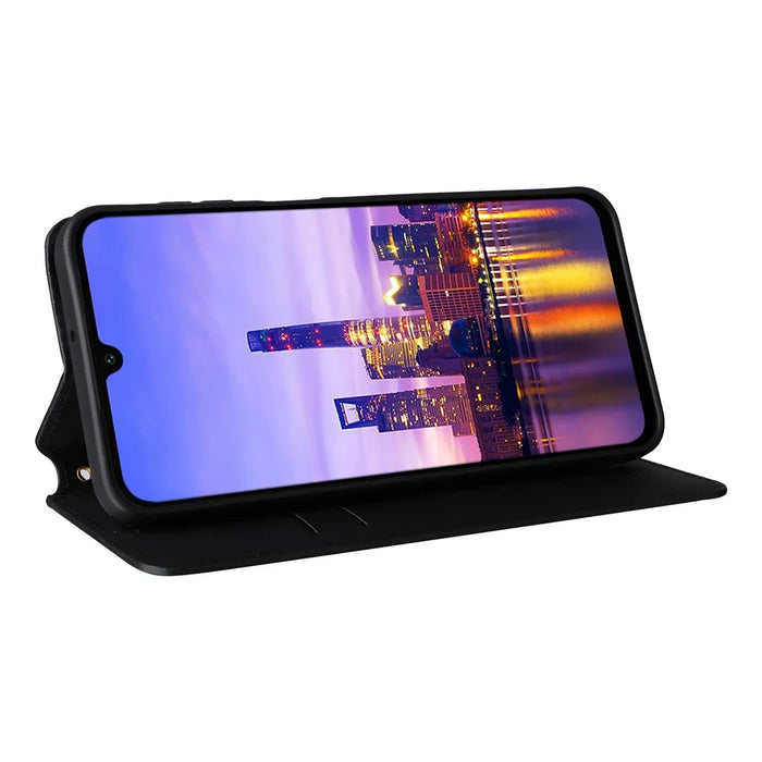 For Samsung Galaxy A16 5G / A16 4G Wallet Case Rhombus Imprinted Leather Phone Cover - Black - 4