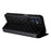 For Samsung Galaxy A16 5G / A16 4G Wallet Case Rhombus Imprinted Leather Phone Cover - Black - 5