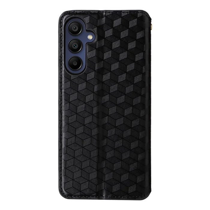 For Samsung Galaxy A16 5G / A16 4G Wallet Case Rhombus Imprinted Leather Phone Cover - Black - 7