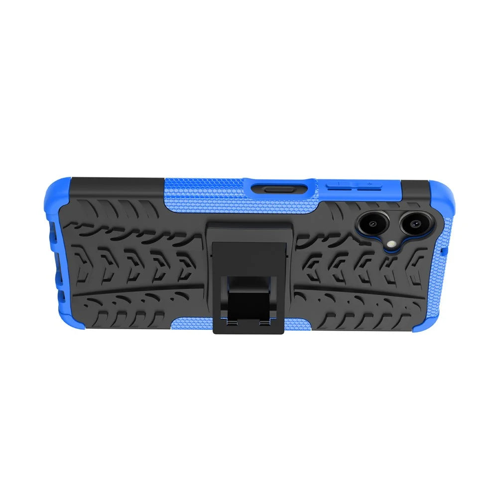 For Samsung Galaxy A06 4G Case PC+TPU Tyre Pattern Slim Phone Cover with Kickstand - Blue - 2