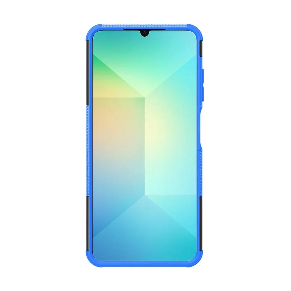 For Samsung Galaxy A06 4G Case PC+TPU Tyre Pattern Slim Phone Cover with Kickstand - Blue - 7