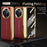 For vivo X Fold3 Pro Case PU Leather+PC Electroplating Phone Cover with Tempered Glass Screen Film - Red - 2