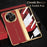 For vivo X Fold3 Pro Case PU Leather+PC Electroplating Phone Cover with Tempered Glass Screen Film - Red - 3