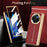 For vivo X Fold3 Pro Case PU Leather+PC Electroplating Phone Cover with Tempered Glass Screen Film - Red - 4