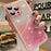 For iPhone 16 Pro Max Case Gradient Glitter Shockproof PC+TPU Phone Cover with Lens Film - Pink - 1