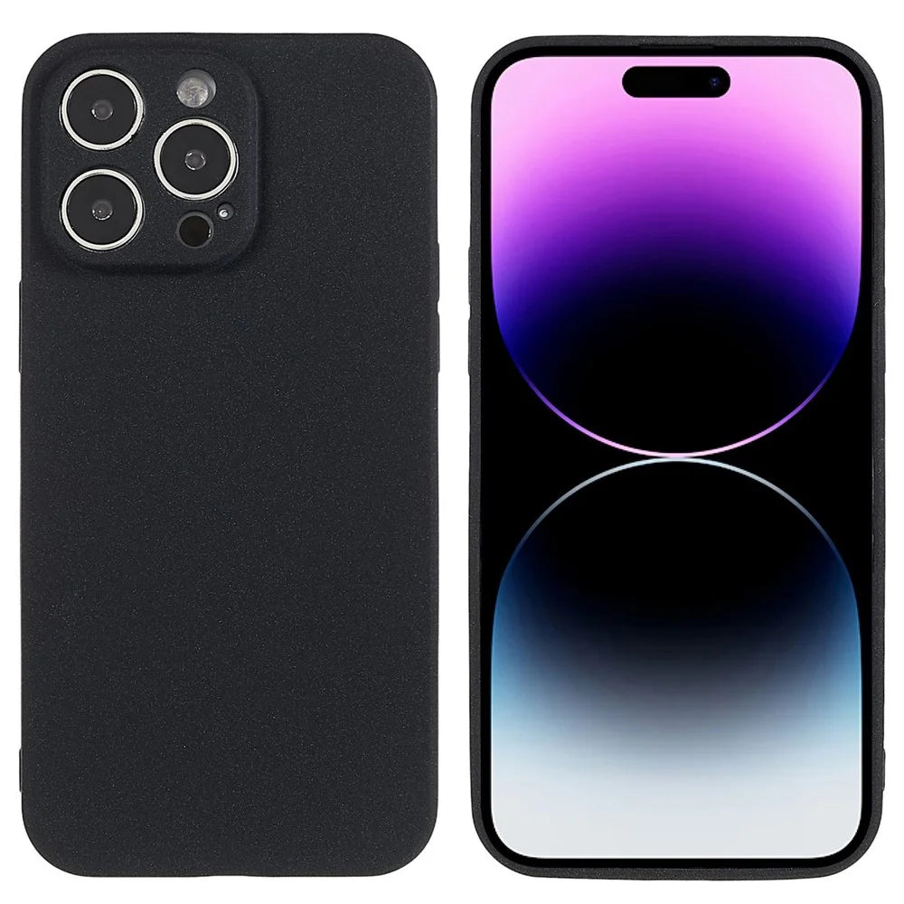 For iPhone 14 Pro Max Double-Sided Matte Anti-wear TPU Phone Case Anti-drop Anti-scratch Back Cover - Black - 1