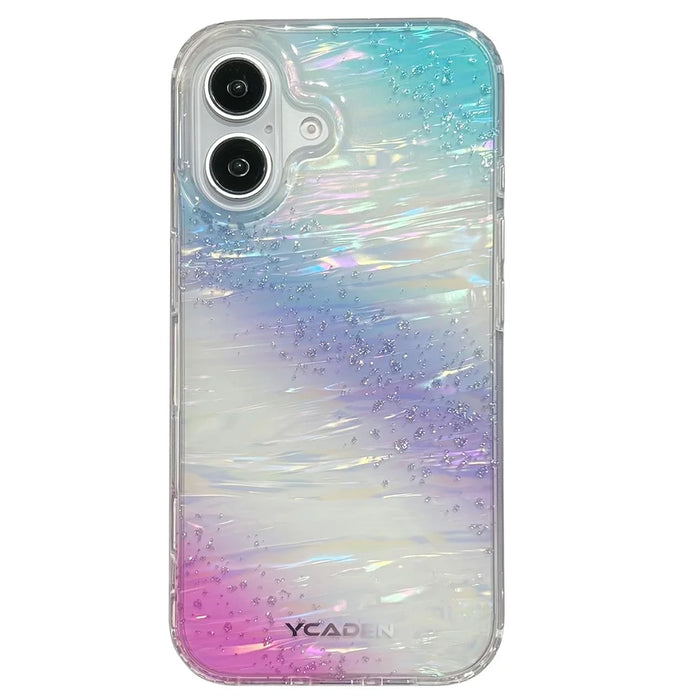 For iPhone 16 Case Colorful Design Shockproof Hard PC Phone Shell - Blue / Red - 1